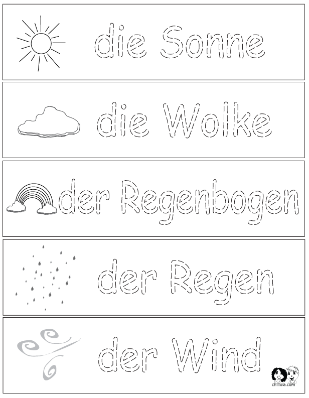 worksheets  weather in Kids german  Worksheets  for German