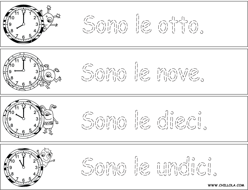 time worksheet italian