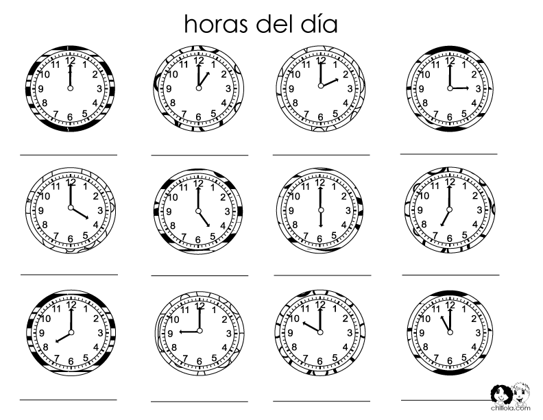 time worksheet spanish