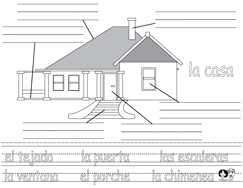 house worksheets spanish