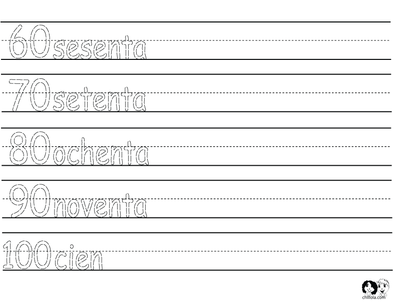 numbers worksheet spanish