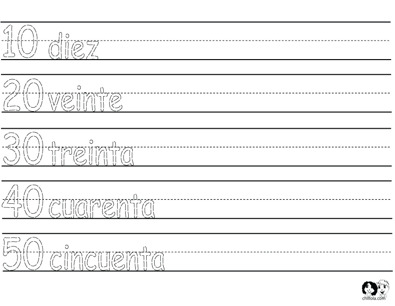 numbers worksheet spanish