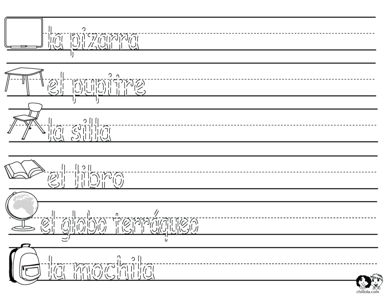 worksheets school spanish