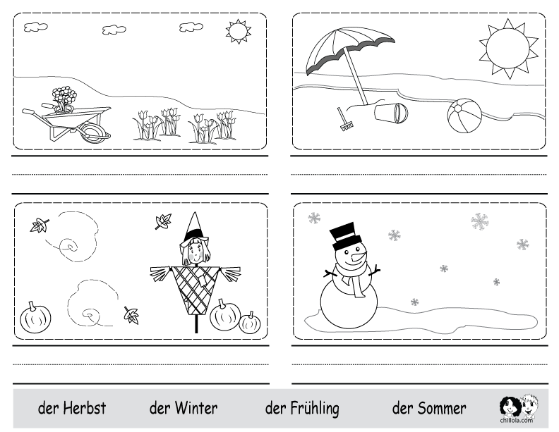 seasons german worksheets