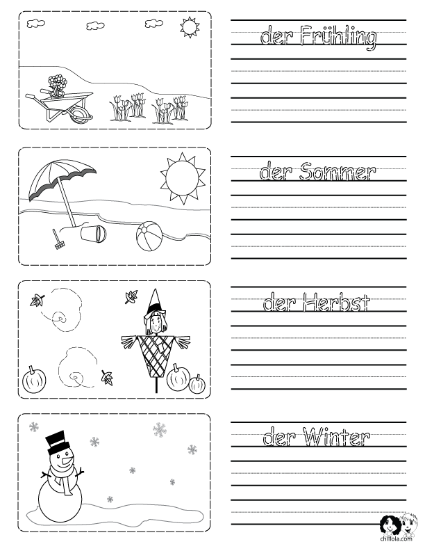 seasons german worksheets