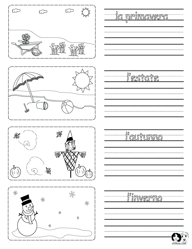 seasons italian worksheets