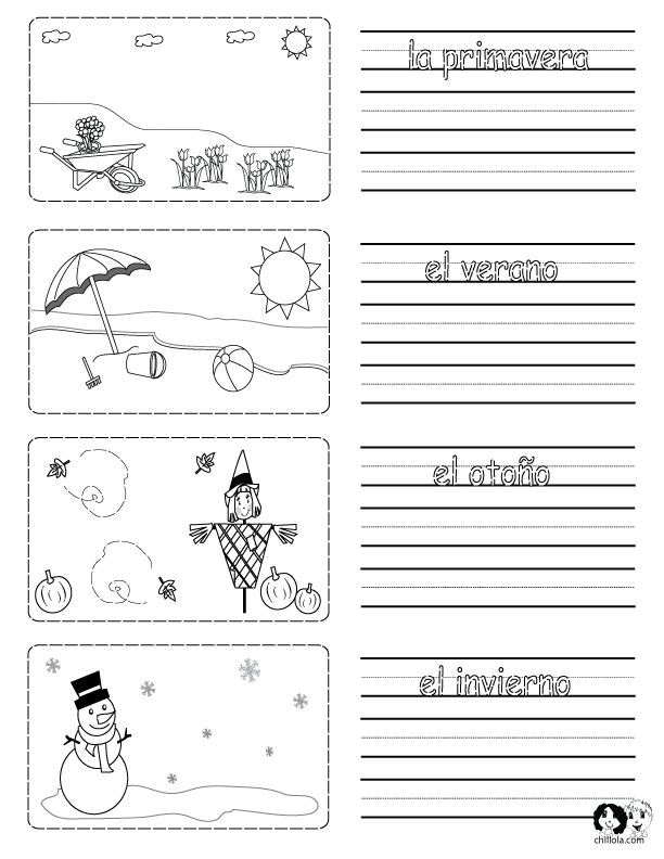 seasons spanish worksheets