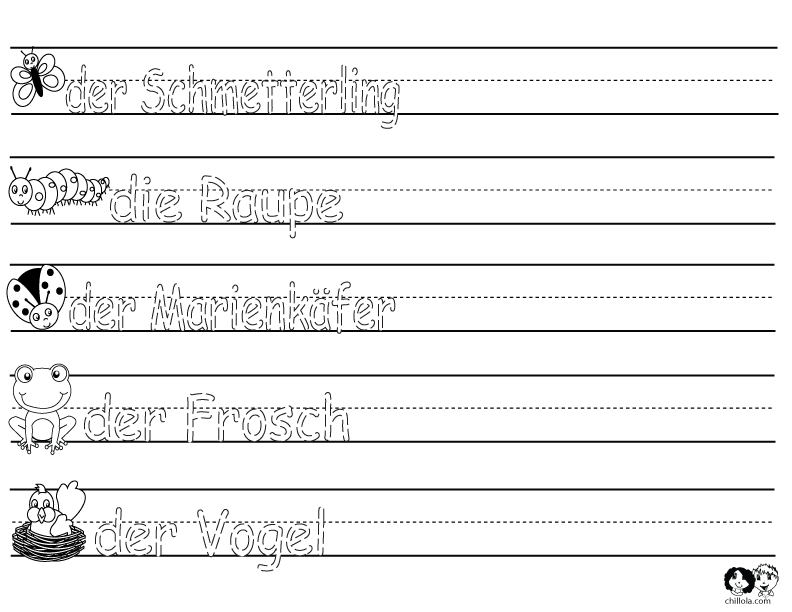 spring worksheets german