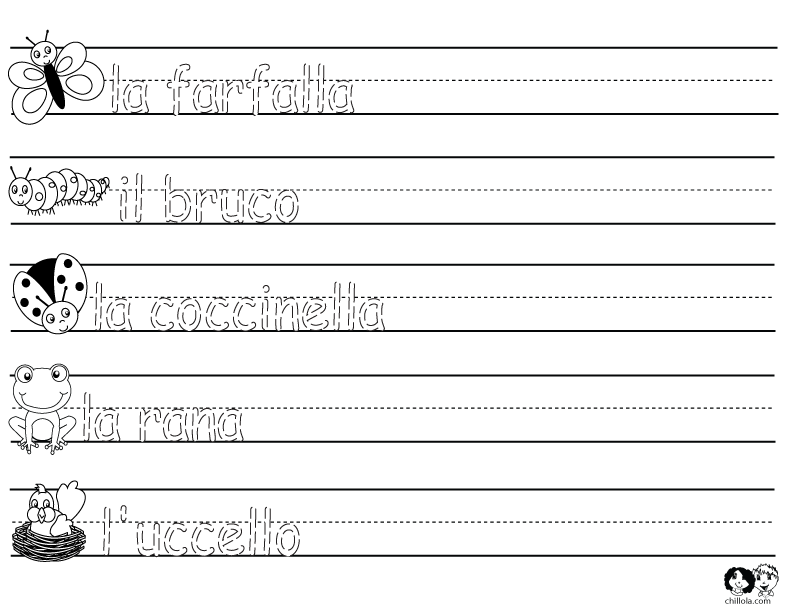 spring worksheets italian