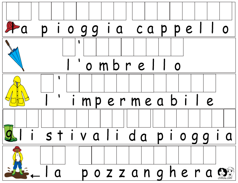 spring worksheets italian