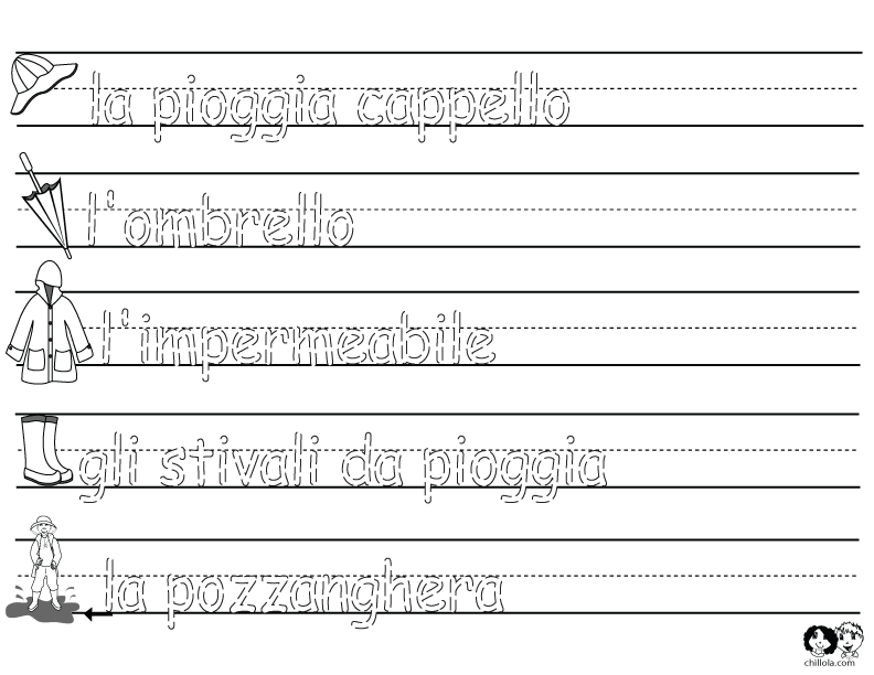 spring worksheet italian