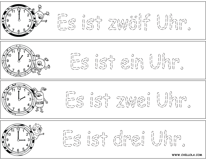 time worksheet german