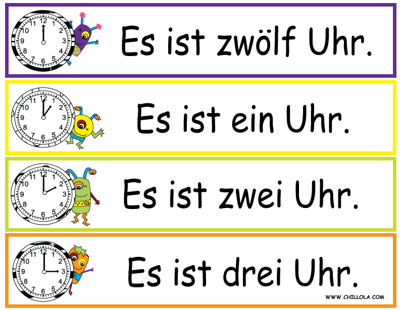 time worksheet german