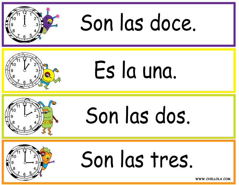 time worksheet spanish