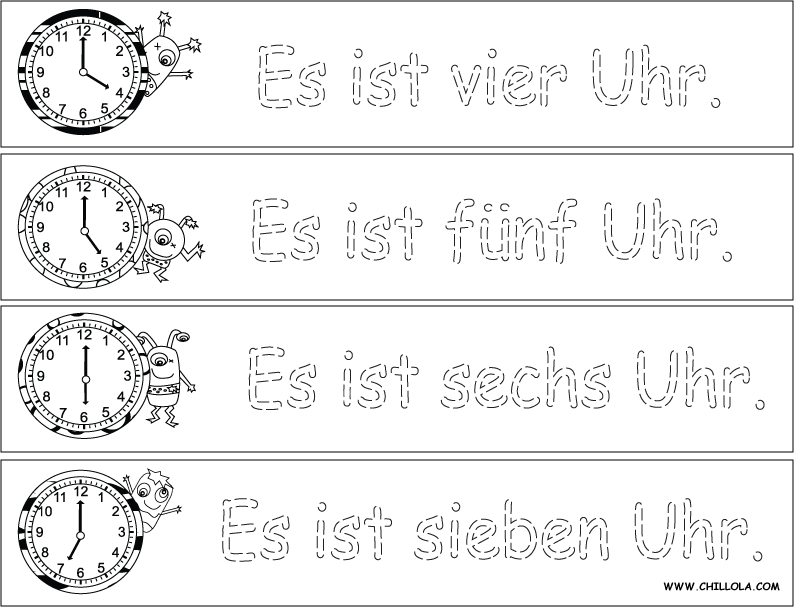 time worksheet german