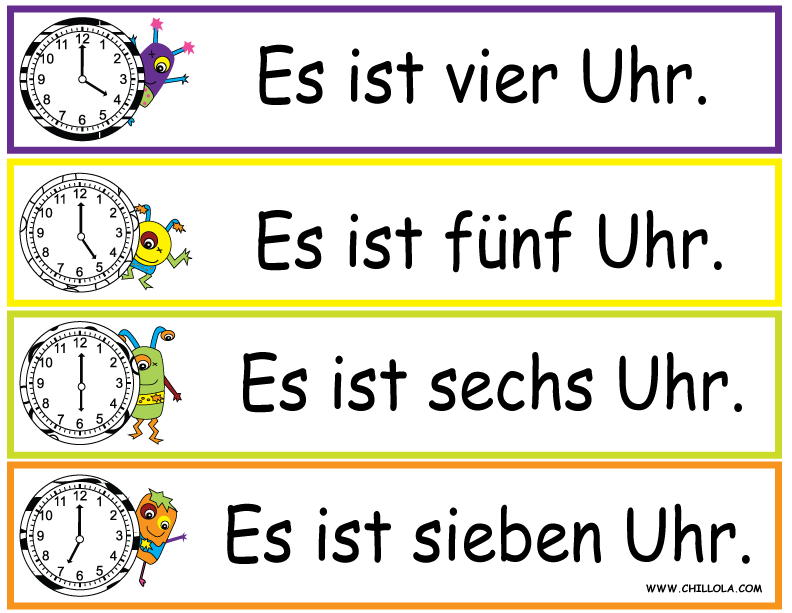 time worksheet german