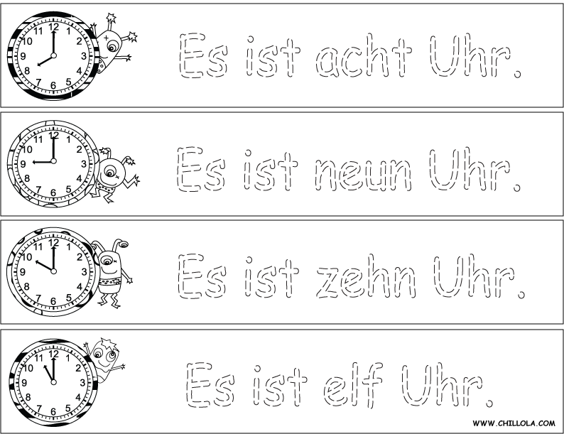 time worksheet german