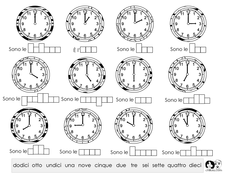 time worksheet spanish