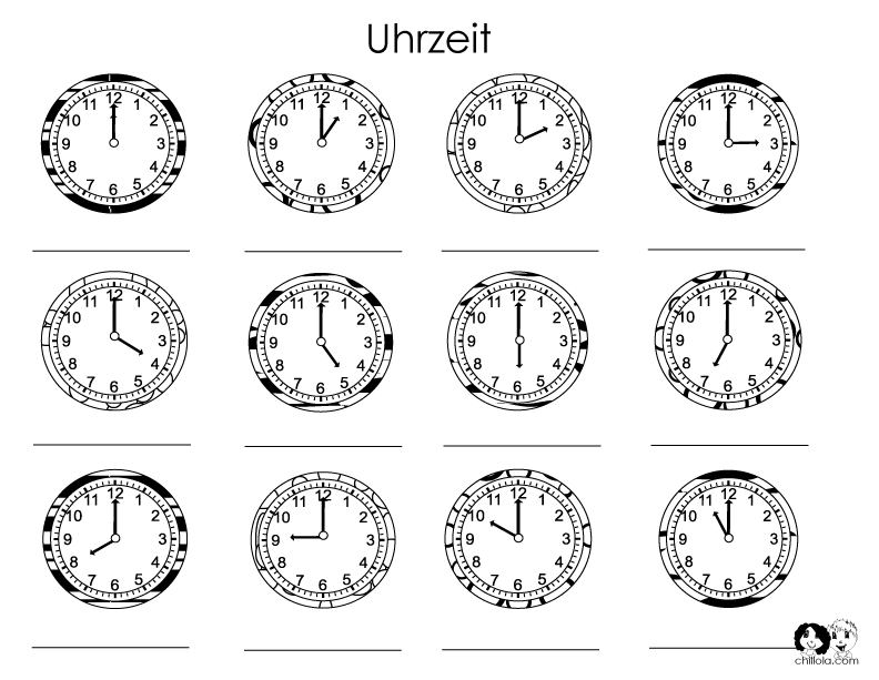 time worksheet german