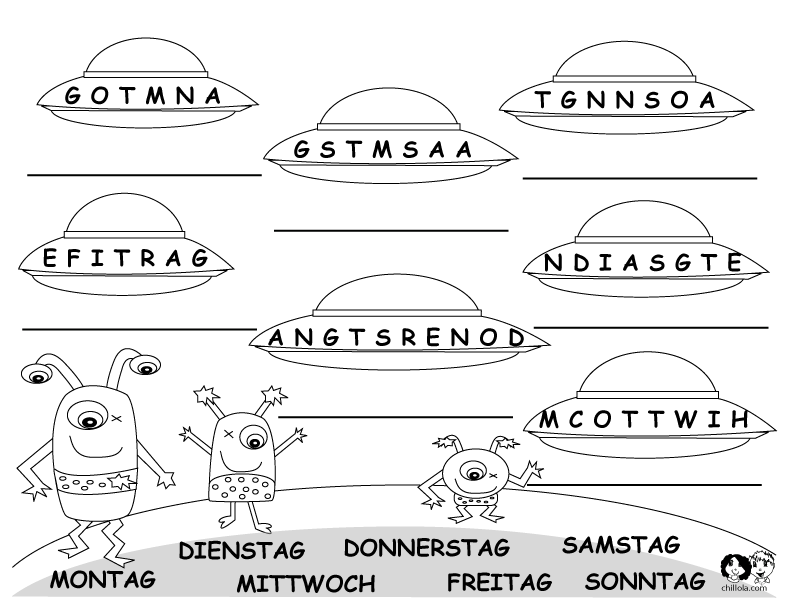 worksheets german days of the week